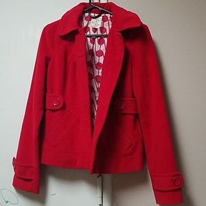 Elegant red pea coat